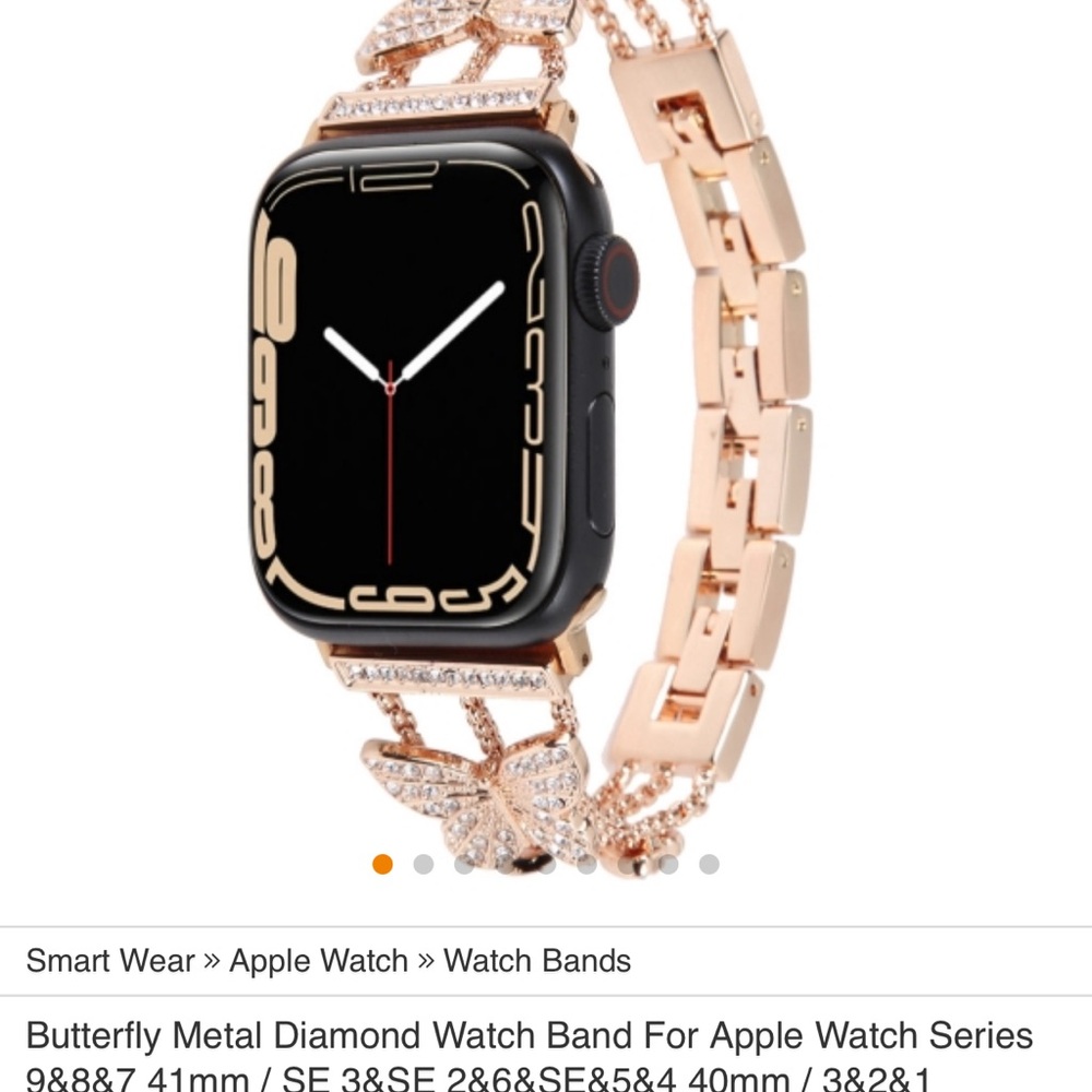 Rose Gold watch band with butterflies